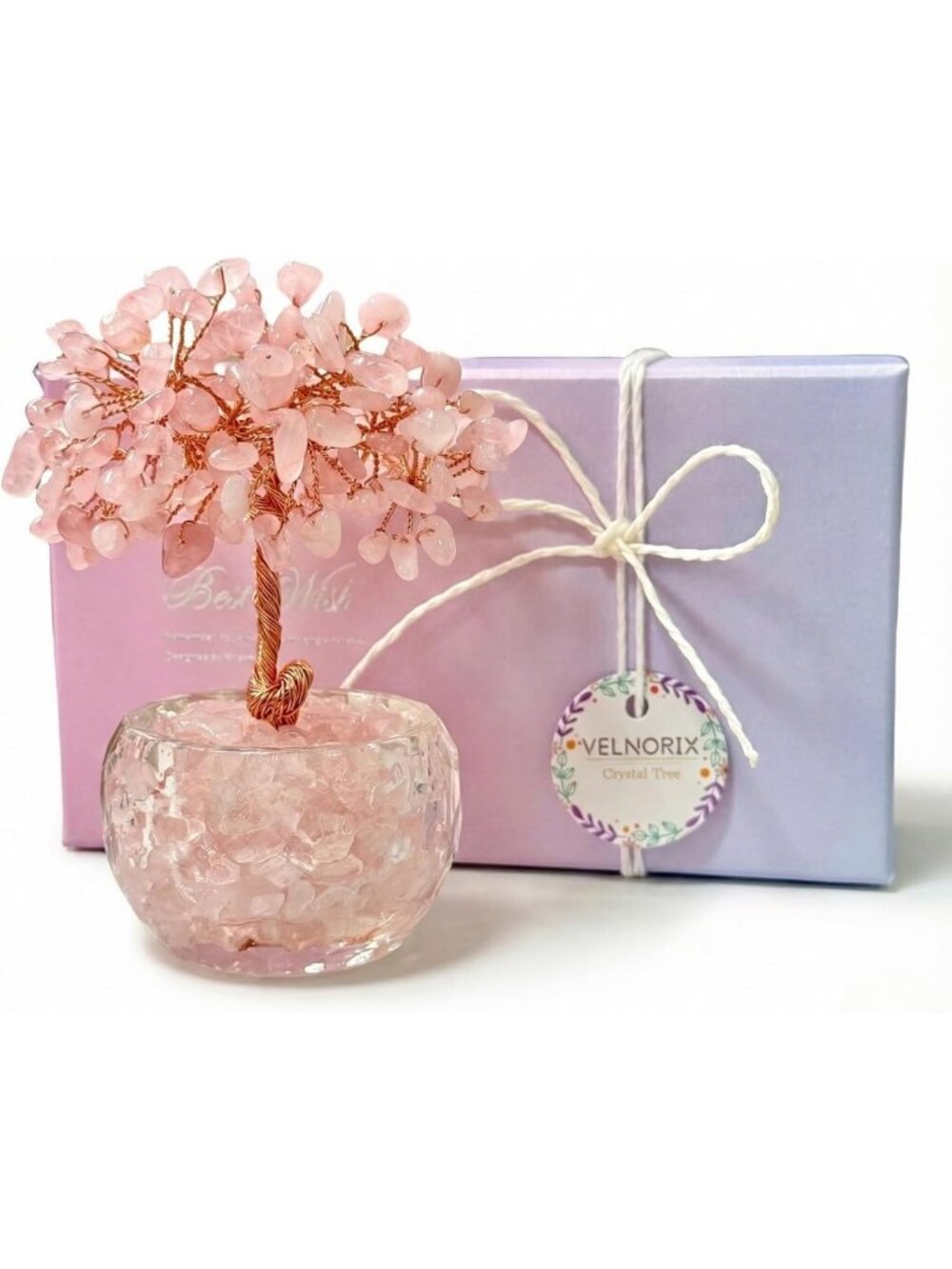 Natural Rose Quartz Tree of Life - Gemstone Bonsai for Healing & Love Decor